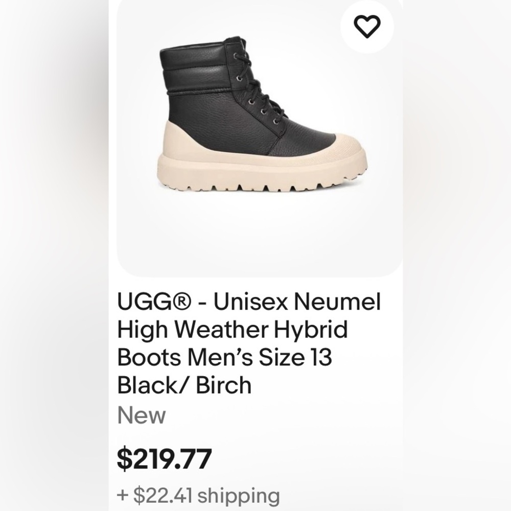 UGG Men's Black and Cream Leather Boots - Picture 3 of 7
